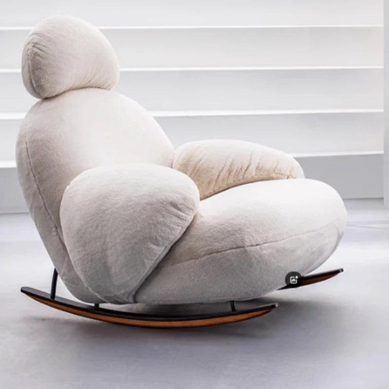 Large Rocking Living Room Chair Recliner White Comfortable Modern Chair Nordic Luxury Fluffy Mecedoras De Adultos Home Furniture