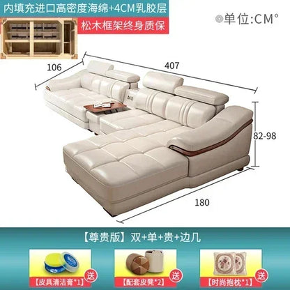 Long - lasting Genuine leather sofa, cowhide top layer, large and small unit, living room corner combination