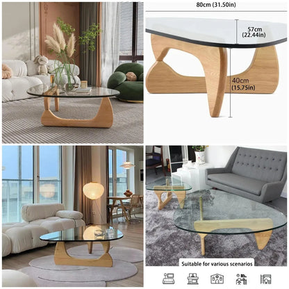 Table basse ronde moderne en verre, 32,68' D - Table de cocktail en verre transparent pour salon et bureau