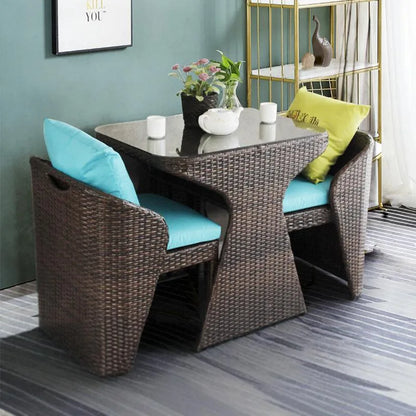 Rattan chair three-piece coffee table combination courtyard terrace outdoor small