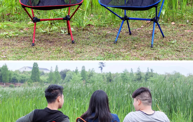 Ultra-Light Aluminum Alloy Folding Chair - Portable Outdoor Camping Fishing Beach Picnic Hiking BBQ Comfort Backrest Chair