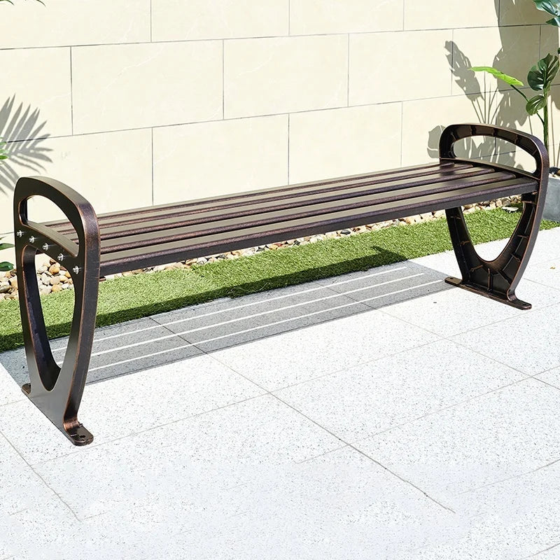 Factory Wholesale Street Park Bench Customized Metal Garden Bus Stops Bench Cast Aluminum Patio Garden Outdoor Bench