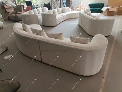 Nordic Minimalist Home Furniture White 3 Seater Velvet Corner Couch Curved Sectional Boucle Teddy Sofa for Living Room