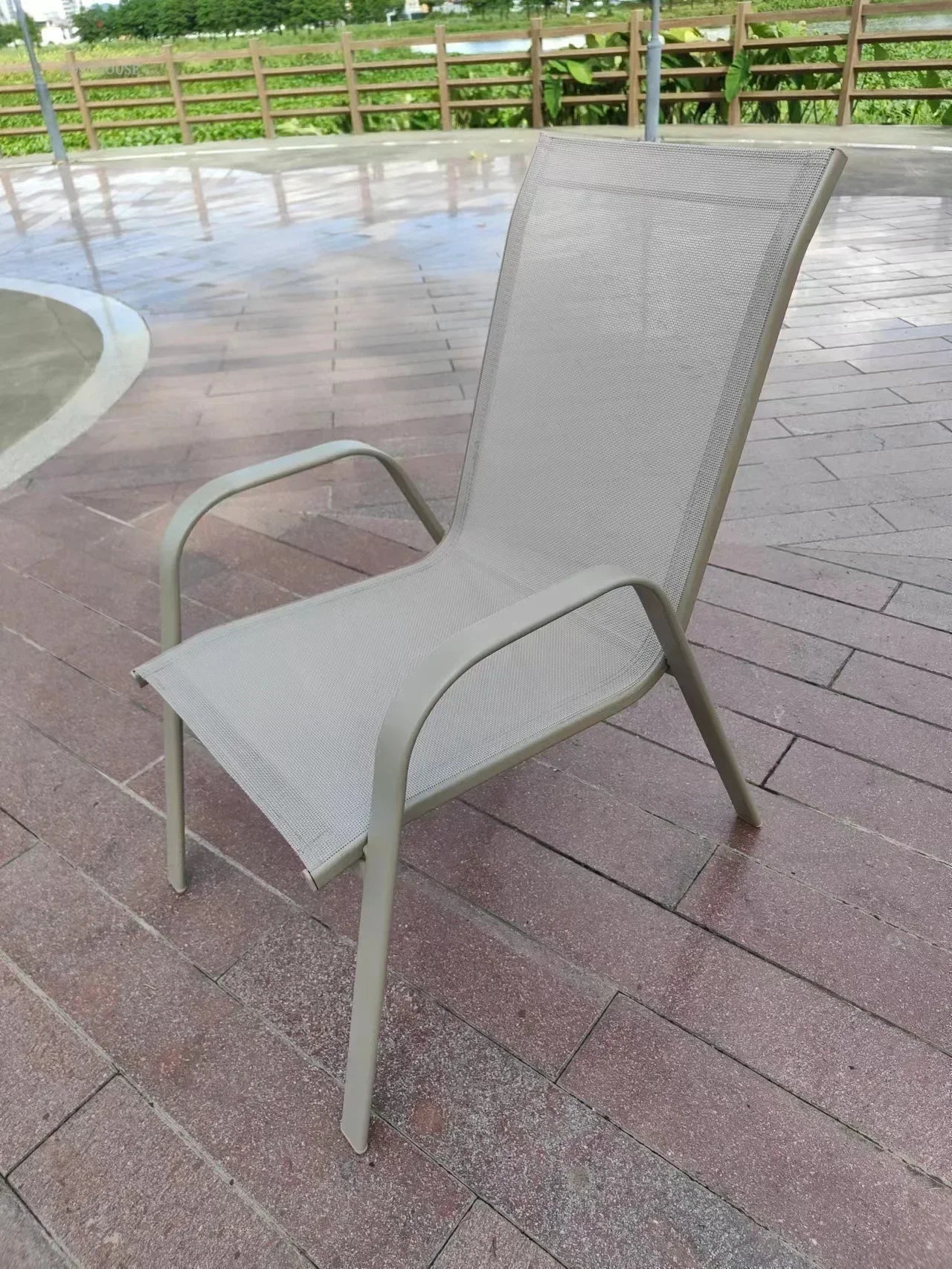 Outdoor Beach Chairs Outdoor Courtyard Balcony Waterproof and Sunscreen Iron Chair Outdoor Furniture Home Leisure Back Armchairs