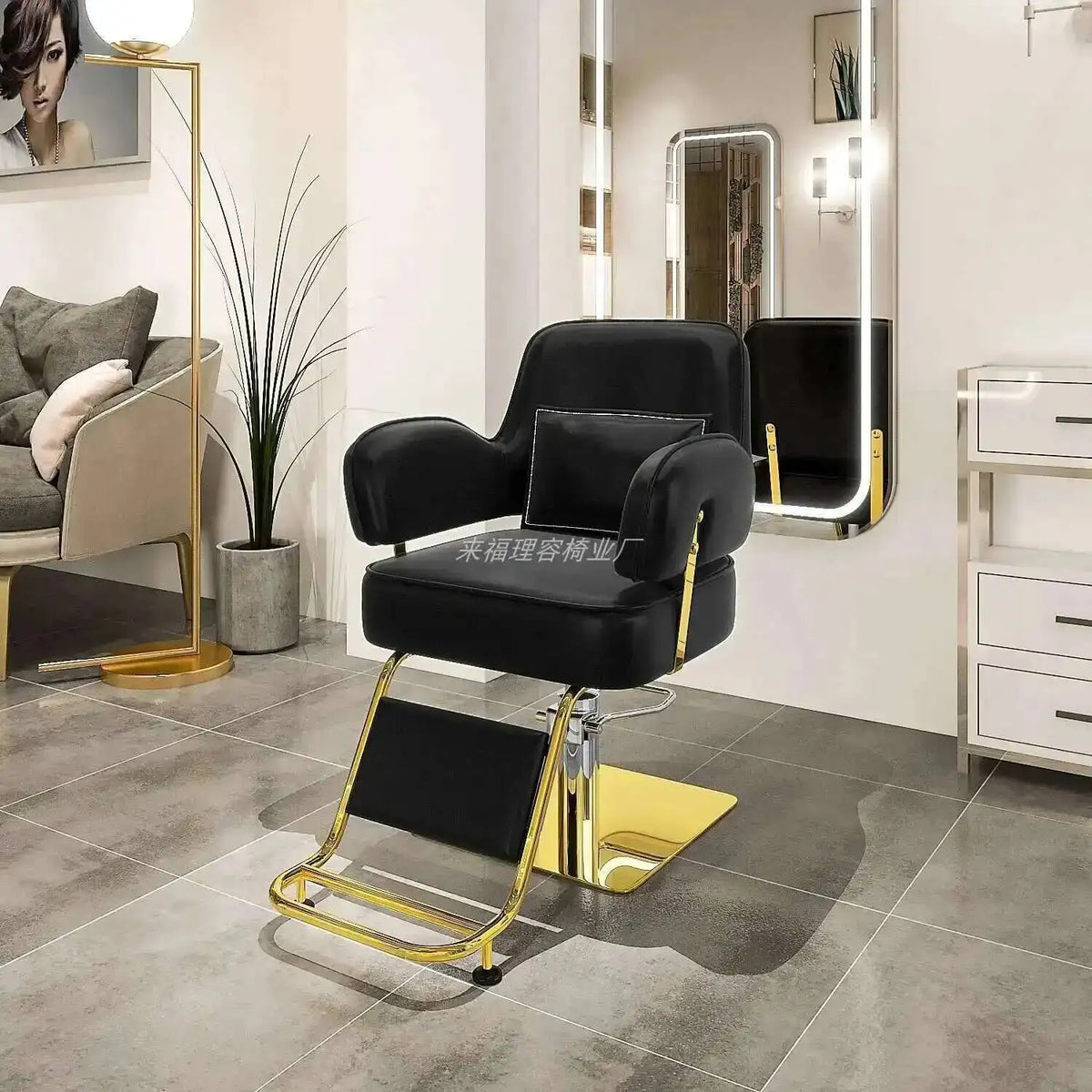 Furniture Fashionable Grey Barber Chair Glamour Elegant Barbería Professional Comfy Hairdressing Chair Modern Simple Silla De