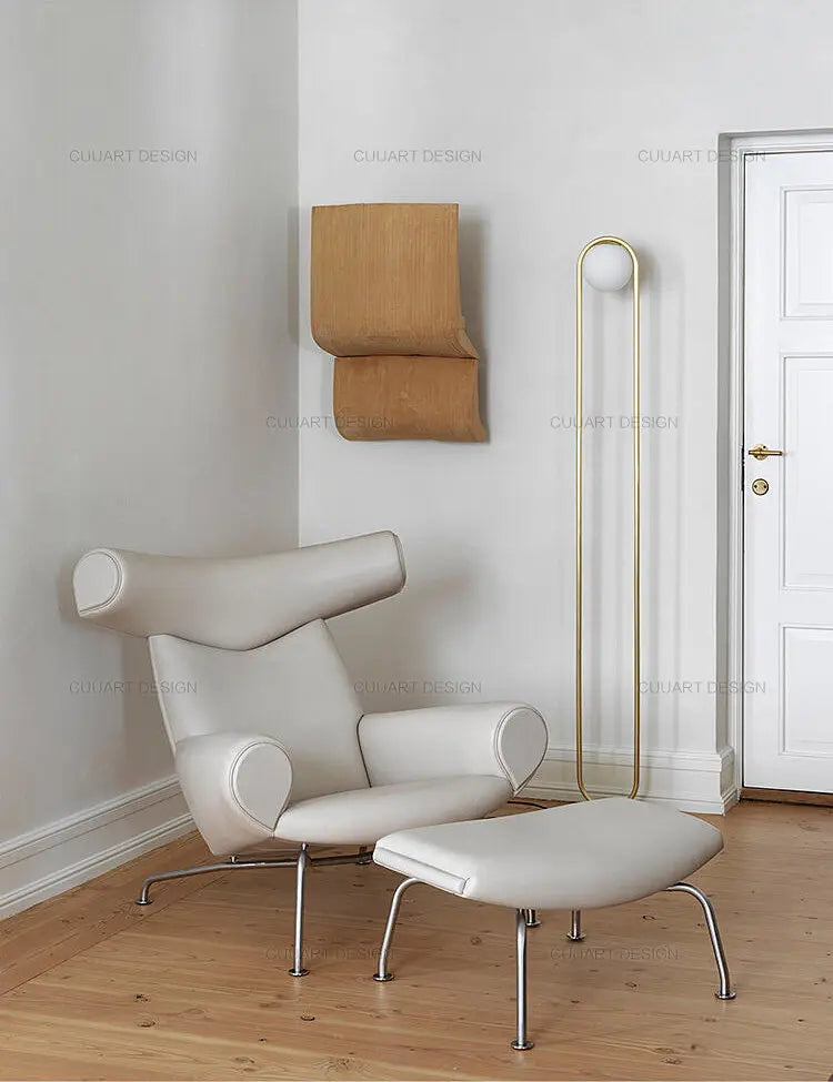 QQSingle light luxury sofa chair minimalist leather balcony living room lounge chair