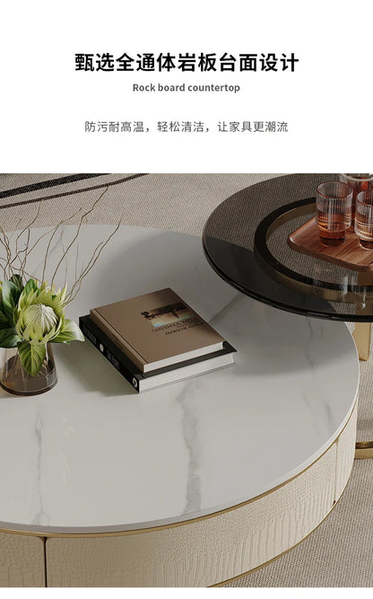 A163 Italian Light Luxury Stainless Steel round Living Room Home Coffee Table Modern Side Table