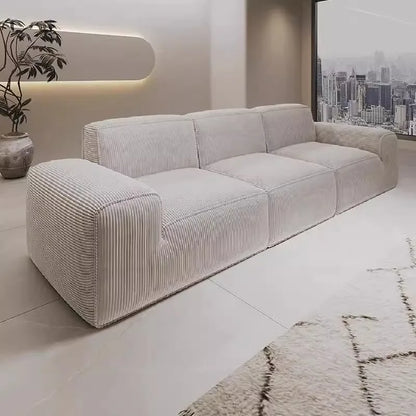 Simple Style Vacuum Compression Living Room Sofa Light Luxury Furniture Corduroy Sponge Filling Multi-Person Sofa Customization