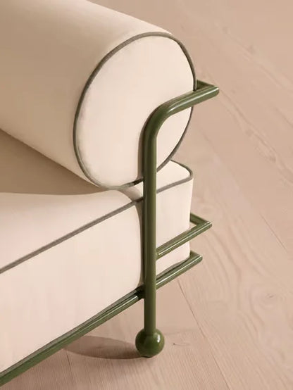 Modern aluminium garden armchair with flexible seating and natural woven chair for outdoor furniture