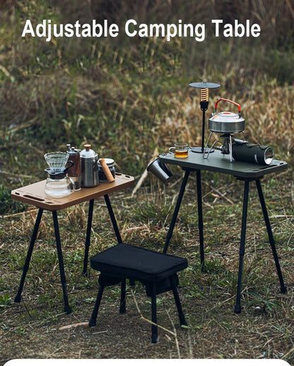Folding Table for Camping Height Adjustable Outdoor Portable Lightweight with Carry Bag Two-Sides Hanging Cookware Hiking Picnic