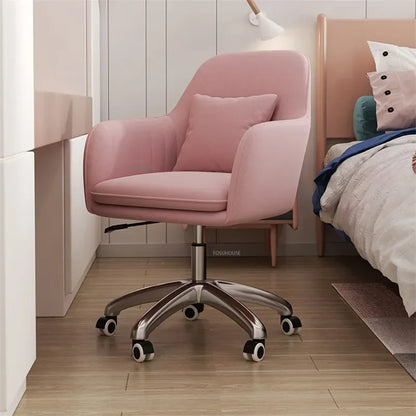 Modern Pink Office Chair Comfortable Adjustable Swivel Computer Chair for Home Bedroom Gaming Chair Office Furniture