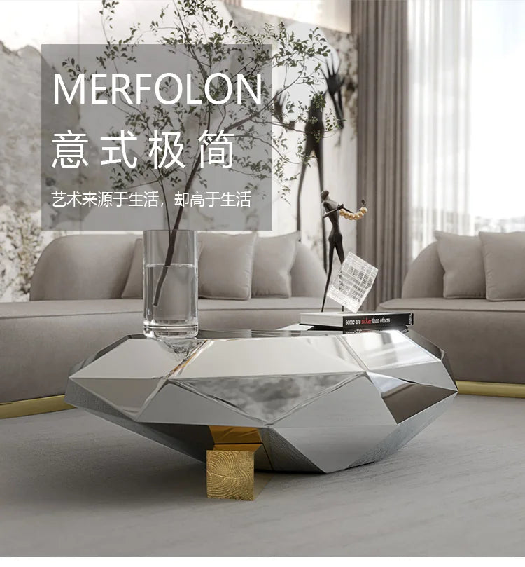 LJYStainless steel light luxury creative special-shaped coffee table high-end model house villa living room art coffee table