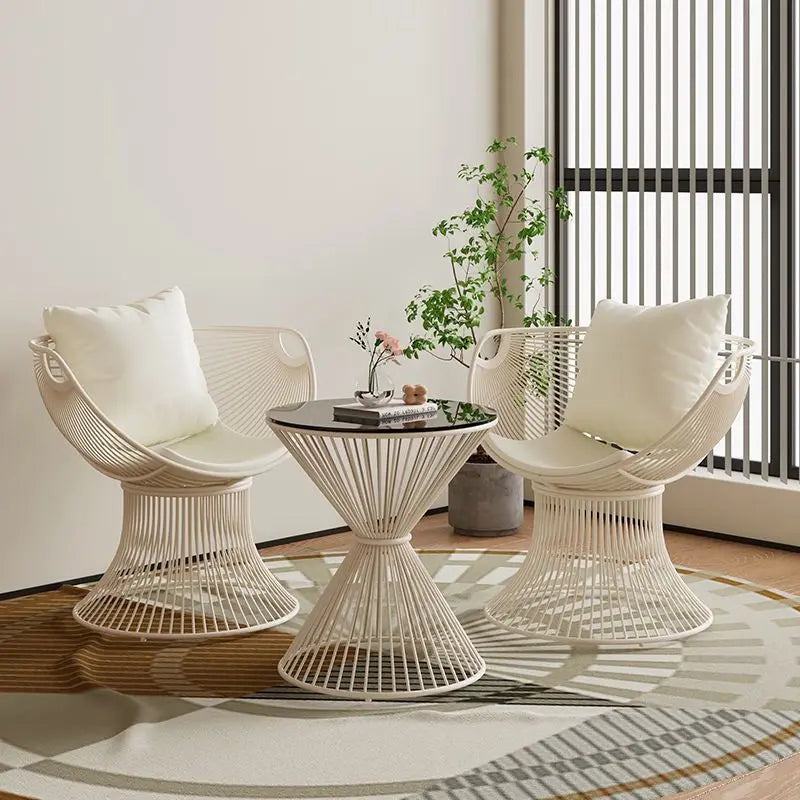 High-end stainless steel dining chair single sofa chair designer home living room wrought iron balcony