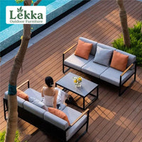 Customized outdoor leisure sofa cafe aluminum alloy lazy sofa coffee table hotel garden balcony villa furniture