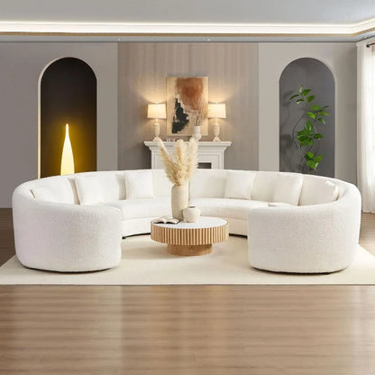 Modern Oversize Curved Sectional Sofa for Living Room,Home Office,Rearrangeable Modular Rounded Couch Cream-White