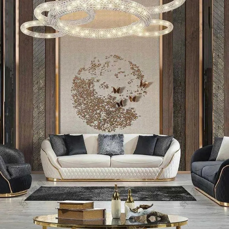 European velvet sofa modern simple size apartment living room Italian light luxury leather straight-row sofa combination