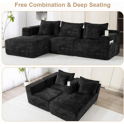 Sectional Sofa with L-Shape Chaise, 102" Cloud Sectional Couch with Deep Seat, 3 Seat Modular Sofa Memory Foam