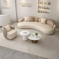 Hotel Luxury Curved Leather Sofa Set – Modern Art Design with Coffee Table