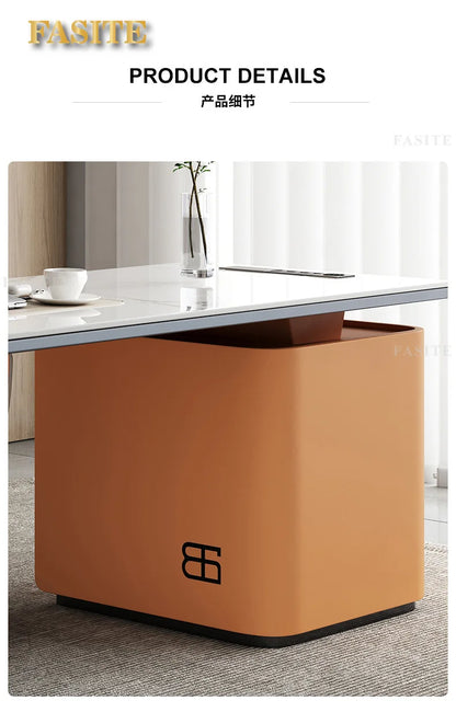 High end light luxury stone table, high-end office desk and chair combination, home L-shaped computer, high-end medical beauty