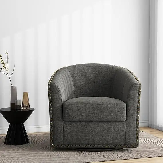 Swivel Accent Chair Armchair, Modern Round Single Sofa Seating Comfy Reading Barrel Chairs for Living Room Bedroom (Beige, Set o