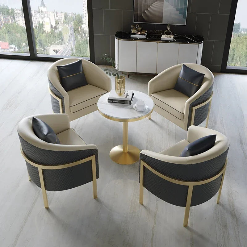 Bureau de vente de luxe léger, table et chaise de négociation, bureau de réception, petit canapé simple, combinaison de table basse