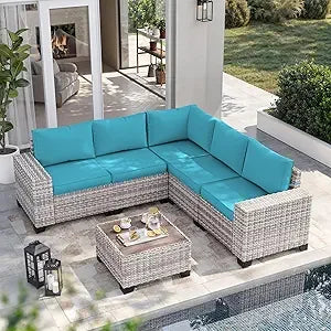 Outdoor PatioLix Furniture Set Wicker Rattan Sectional Sofa Set, Patio Conversation Set