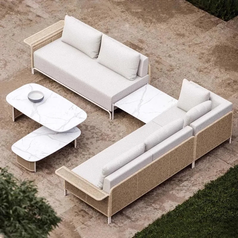 Outdoor Sofa Rattan Courtyard Garden Waterproof and Sunscreen Villa Sofa Simple Combination Rattan Furniture