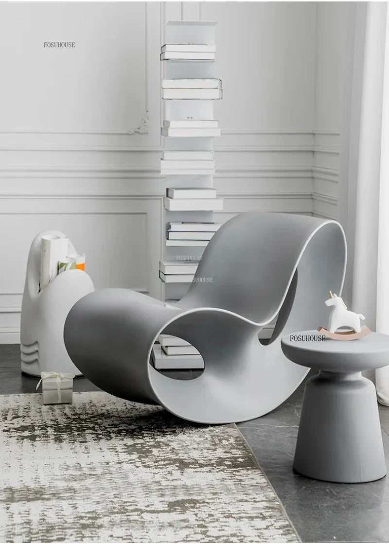 European Plastic Living Room Chairs Creative Rocking Chair Living Room Furniture Lazy Single Sofa Chair Designer Lounge Chair