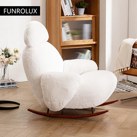 Simple Leisure Chair Great White Rocking Chair Living Room Small Sofa Hotel Club Leisure Chair Study Chair Living Room Chair