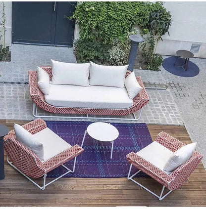 Outdoor Patio Rattan Sofa Hotel Homestay Open-Balcony Leisure Table and Chair Waterproof Sunproof Furniture Set