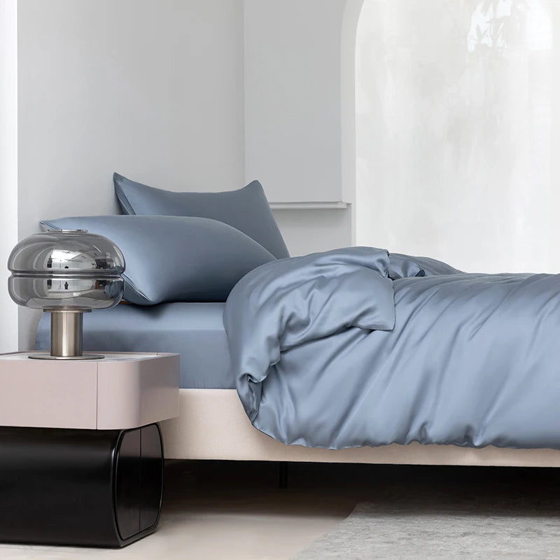 100% Mulberry Silk Bedding Set Solid Color Natural Silk Duvet Cover Set Twin King Queen Size Bed 3pcs/4pcs/5pcs Bed Sheet Set