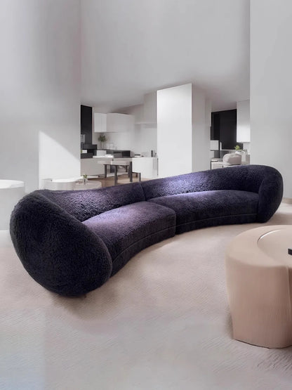 Moon sofa semi-circular living room French lamb wool fabric sofa designer