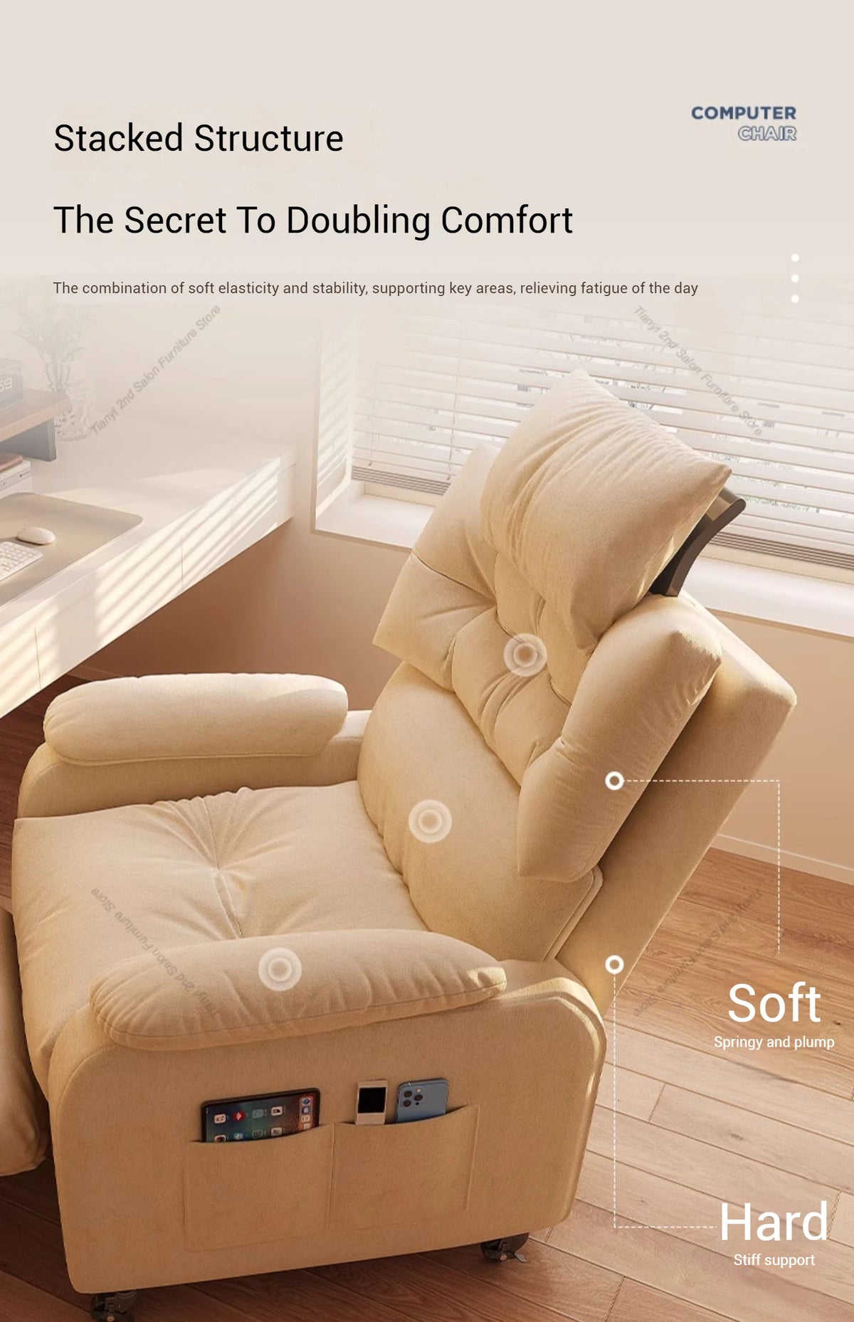 Luxurious Living Room Office Chairs Gaming Armchair Swivel Ergonomic Office Chair Relaxing Recliner Office Furniture Sillas LLOC