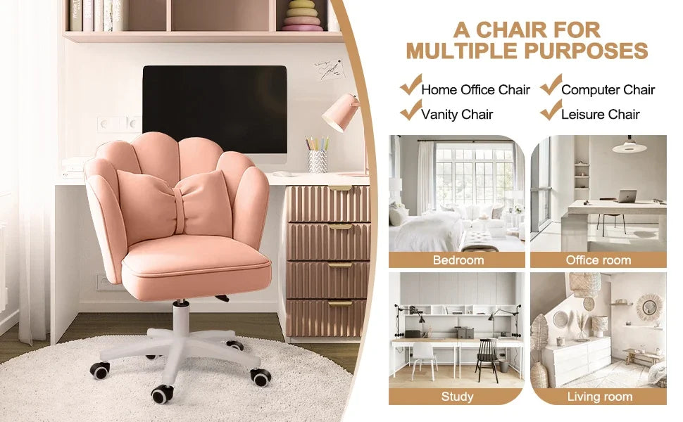 Lovely Petal Desk Chair Office Chair, Modern Fabric Butterfly Chair, Height Adjustable Chair, Makeup Desk Chair, Computer Chair