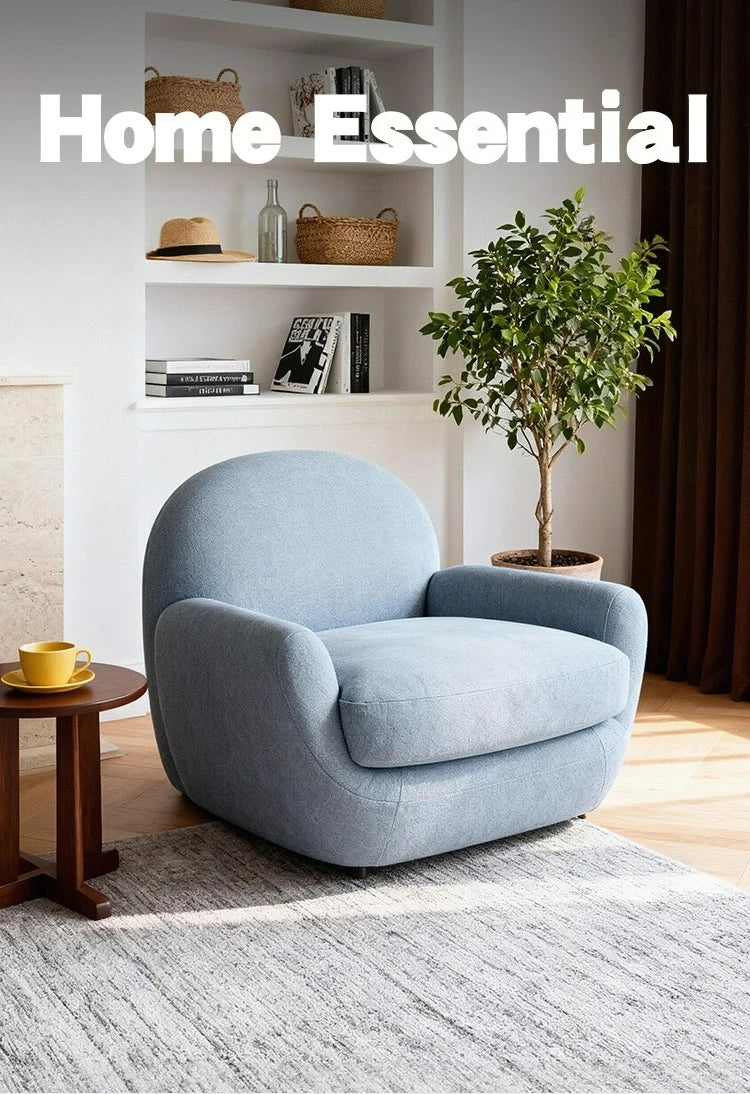French rotating large single sofa chair designer blue living room leisure balcony bedroom single chair lazy swivel chair