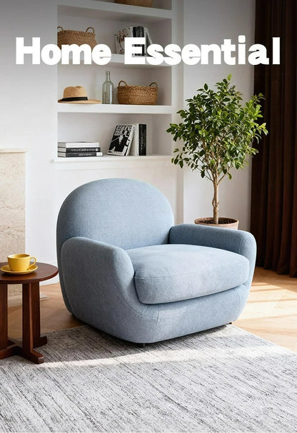 French rotating large single sofa chair designer blue living room leisure balcony bedroom single chair lazy swivel chair