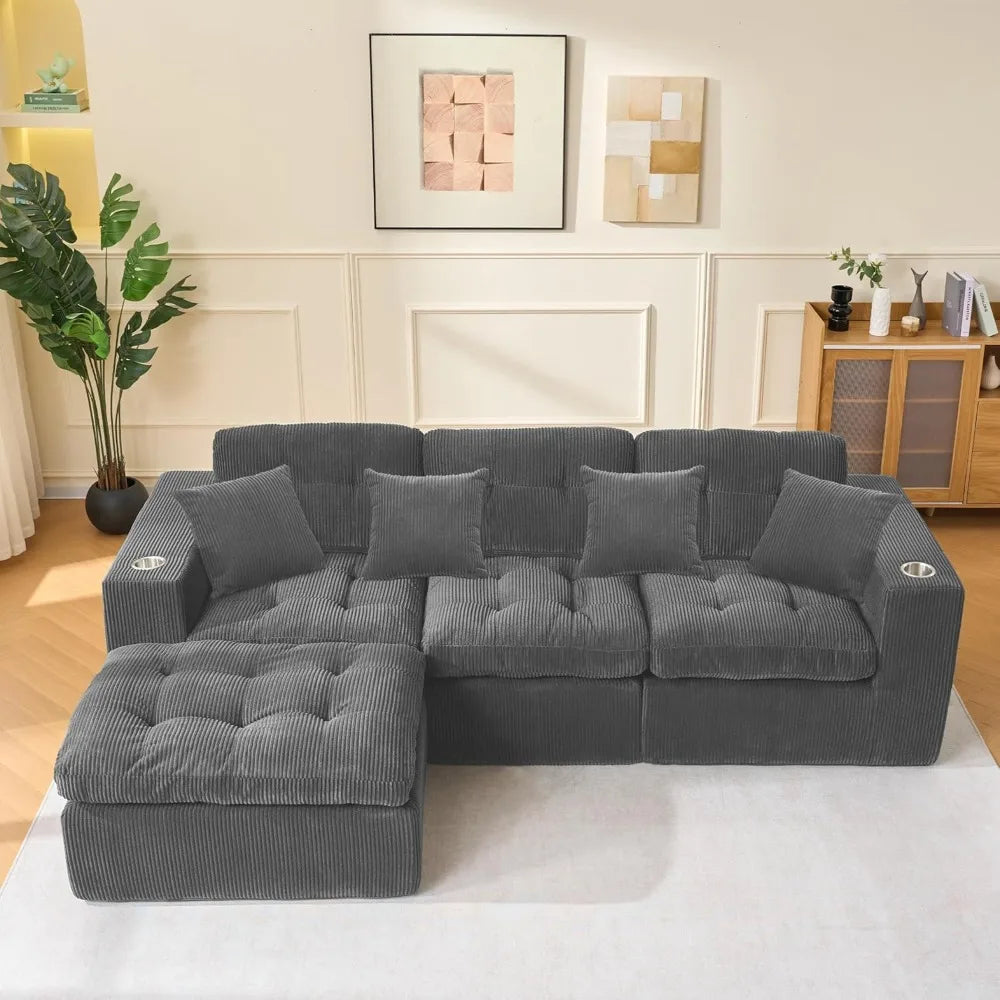 105 Inch Cloud Sectional Couch Modern Modular Sectional Sofa with Deep Seat - L Shaped Comfy 3 Seater Sectional Couches