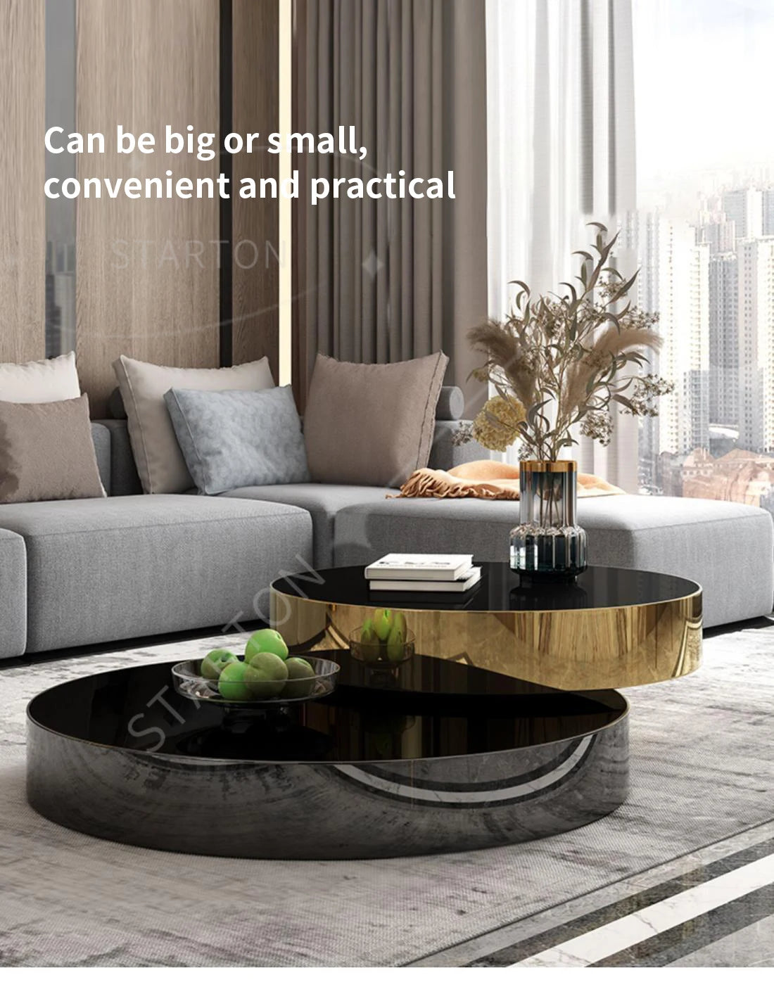 Italian Luxury Rotating Coffee Tables Modern Minimalist Living Room Extension Coffee Table Creative Design Home Furniture FYCT