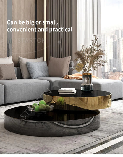 Italian Luxury Rotating Coffee Tables Modern Minimalist Living Room Extension Coffee Table Creative Design Home Furniture FYCT