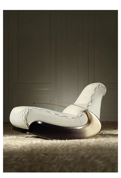 Modern Italian Leather Rocking Chair Single Sofa Recliner Leisure Style New Design Comfortable Home Furniture