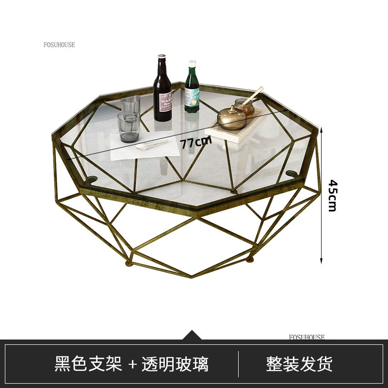 Nordic Light Luxury Tempered Glass Coffee Tables Small Apartment Sofa Side Table Simple Iron Corner Table Living Room Furniture
