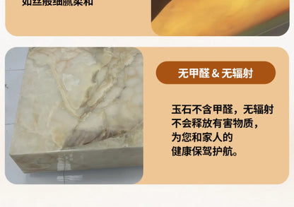 CNatural jade coffee table square crystal light luxury mansion blue and white jade living room marble luminous coffee table C660