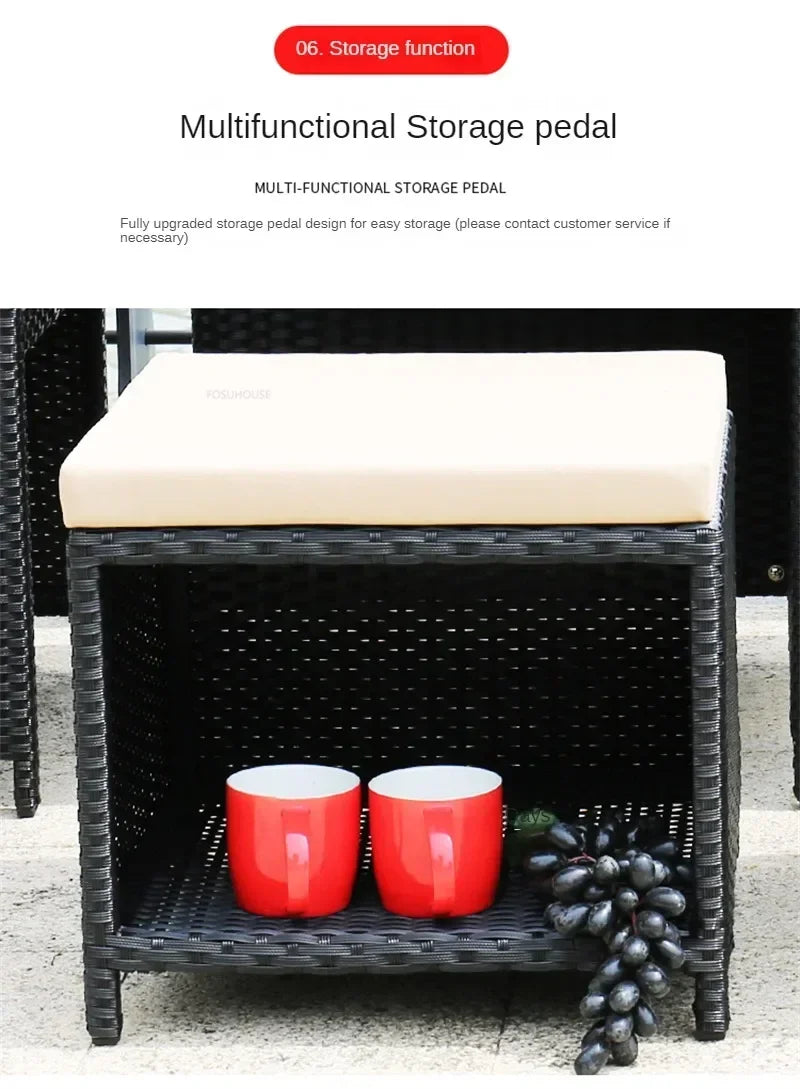 Patio Rattan Furniture Set Modern Open-air Garden Furniture Sets Waterproof and Sun-proof Armchair Leisure Outdoor Table Chairs