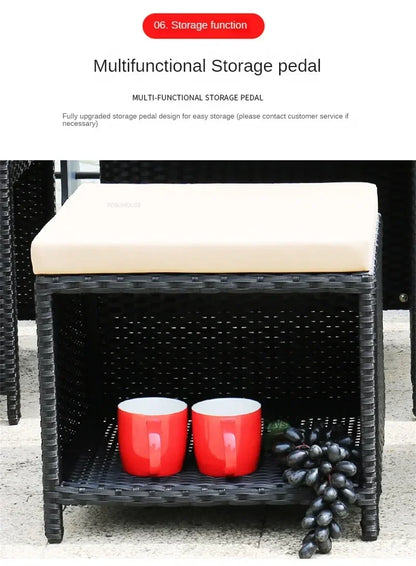 Patio Rattan Furniture Set Modern Open-air Garden Furniture Sets Waterproof and Sun-proof Armchair Leisure Outdoor Table Chairs