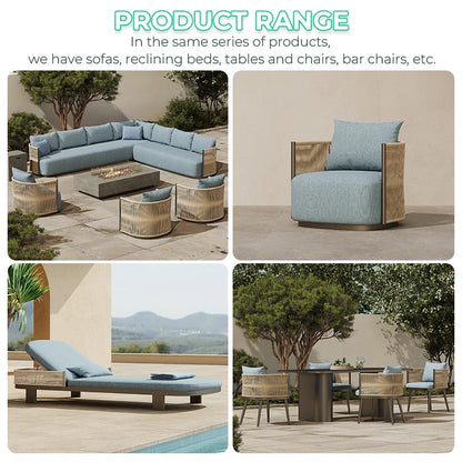 L-shaped outdoor furniture set Aluminum garden sofa Hotel terrace furniture with fire pit custom modern villa outdoor sofa