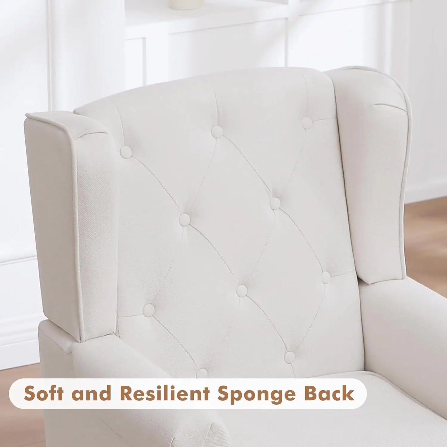 Accent Chair Set of 2, Mid Century Modern Fabric Wingback Chair, Upholstered Armchair with High Back and Vintage, Customized