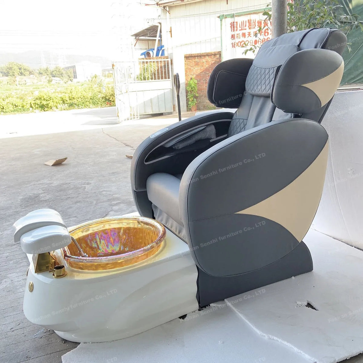 Nail Salon Furniture Equipment White Golden Electric Reclining Massage Manicure Foot Spa  Pedicure Chairs