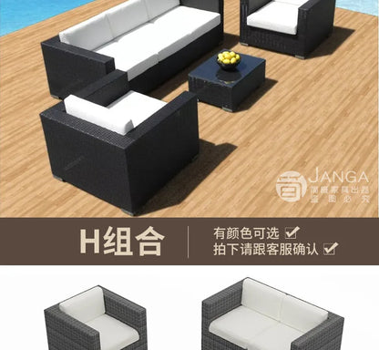 Outdoor courtyard, office building, reception area, sales center, round sofa, outdoor rattan chair, negotiation of large