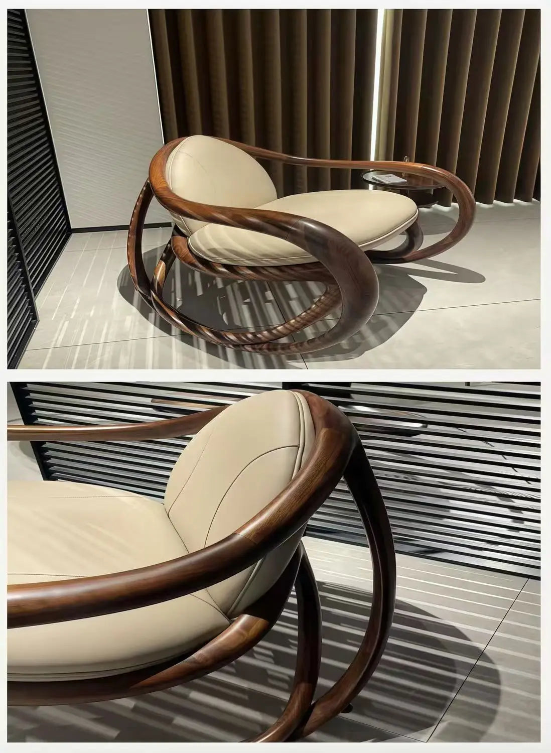 Rocking solid wood sofa recliner balcony black walnut lazy leisure lazy leisure chair