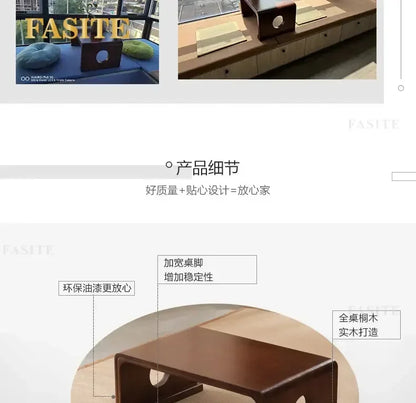 FashionJapanese Vintage Indoor Wood Furniture Asian Style Coffee Tea Living Room Low Table Rectangle 50*40cm Tatami